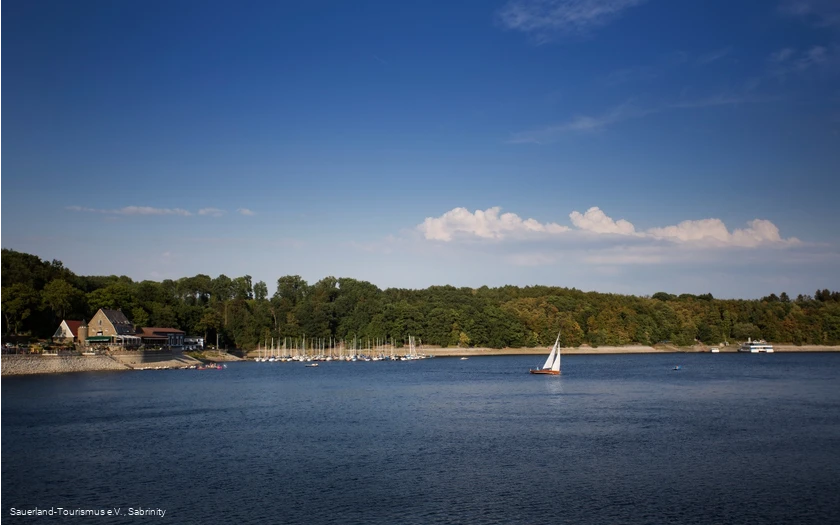 Auf dem Mohensee tummeln sich viele Segelboote.